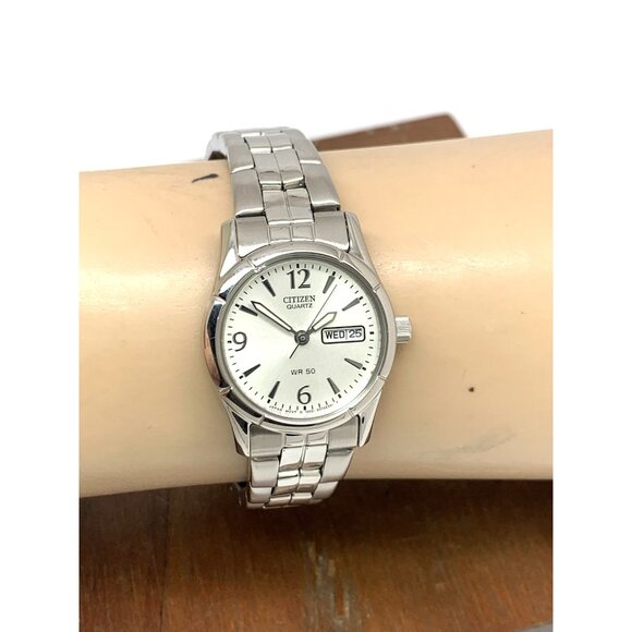 Citizen Women's Watch EQ0540-57A Quartz Silver Dial Day Date Petite 25mm Steel - Picture 11 of 14